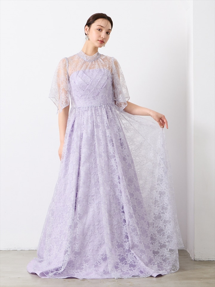 2WAYロングレースジレ|ラベンダー