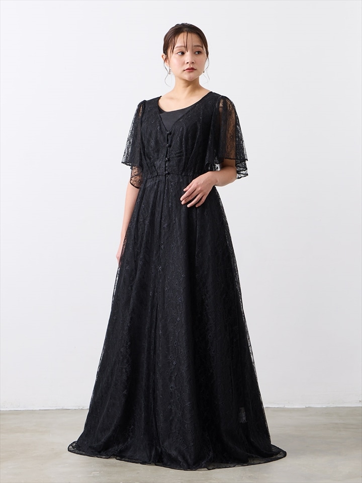 ラメレースロングジレ|ブラック