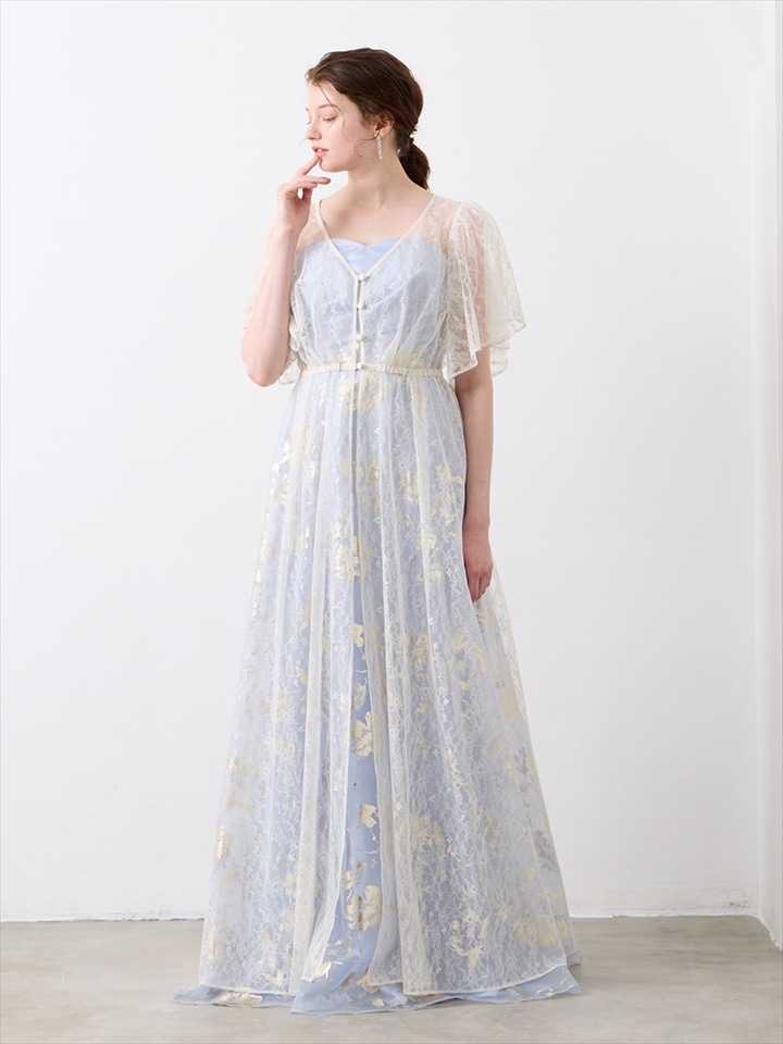 ラメレースロングジレ|ベージュ