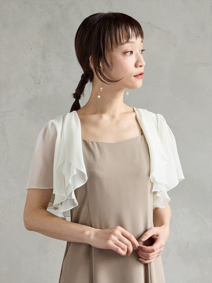 ラッフルシフォンボレロ|ベージュ