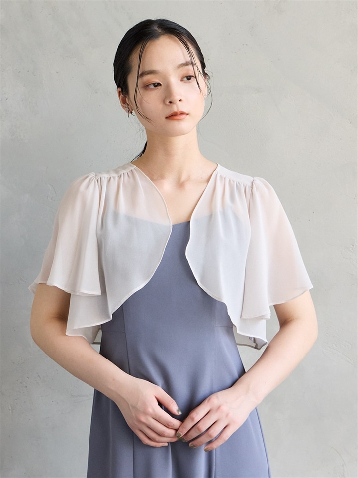 フリルジョーゼットボレロ|グレージュ