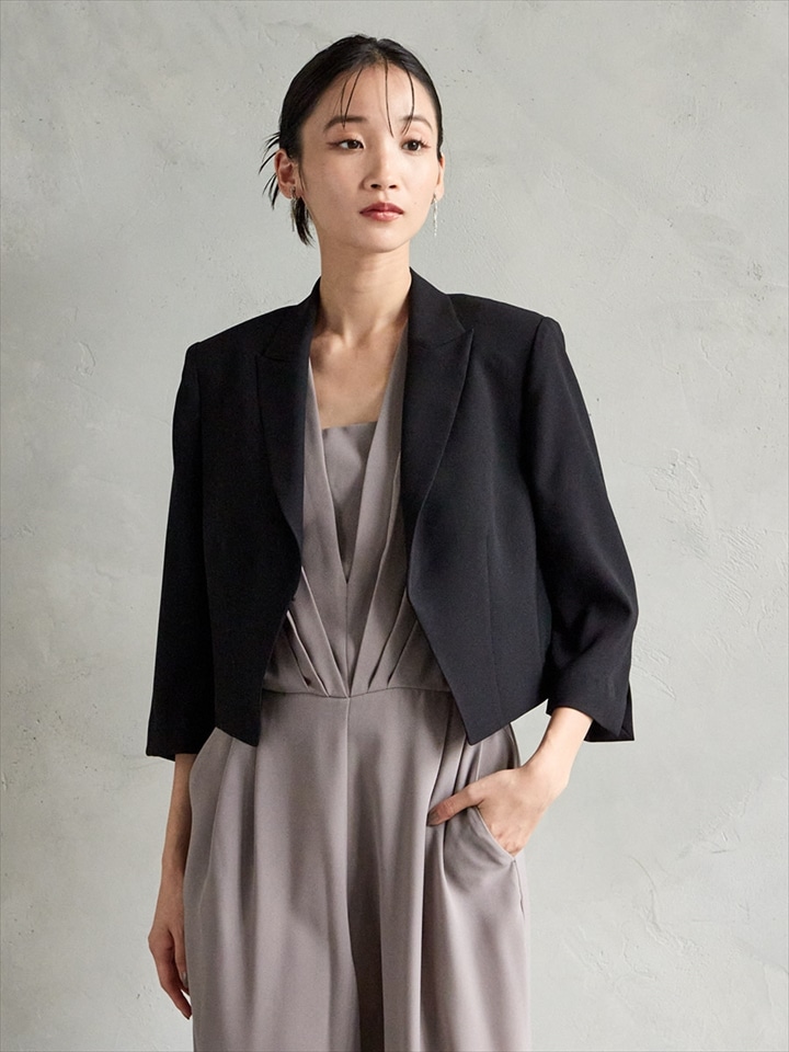 ワンホックショートテーラードジャケット|ブラック