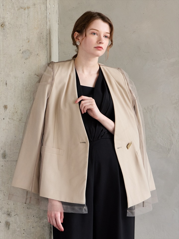 チュールレイヤードジャケット|ベージュ