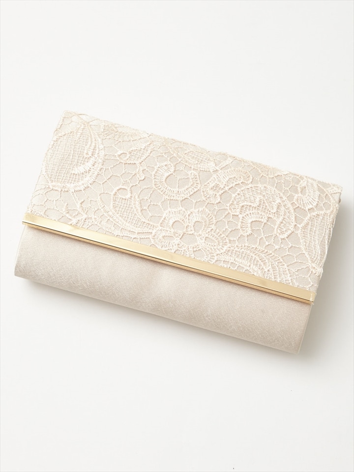 【WEB限定】レースクラッチバッグ|ベージュ