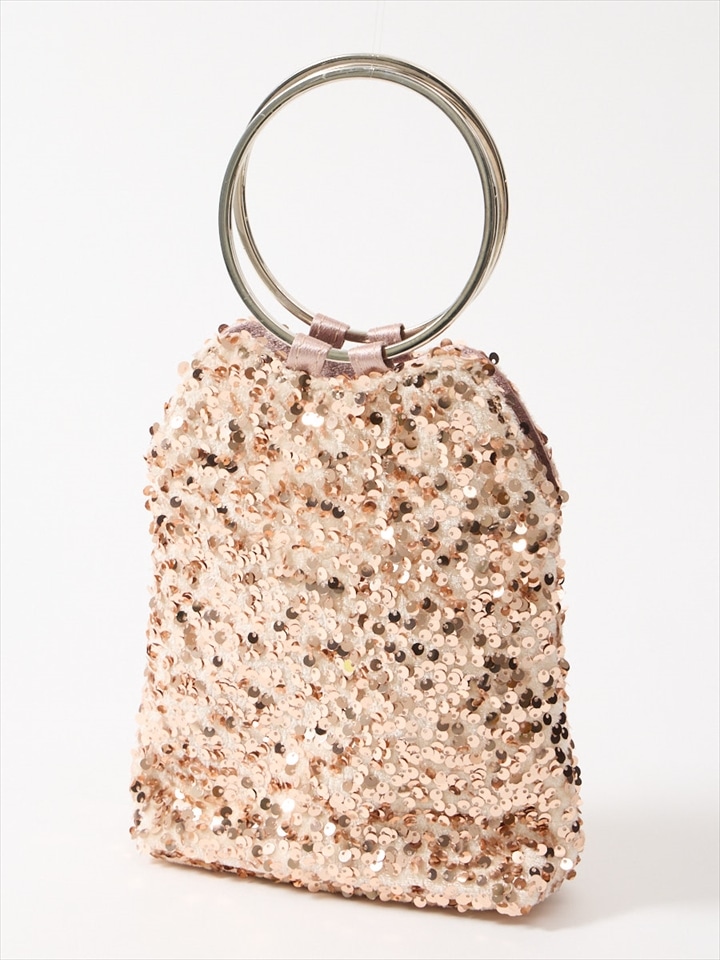 【WEB限定】スパンコールリングハンドルバッグ|ベージュ