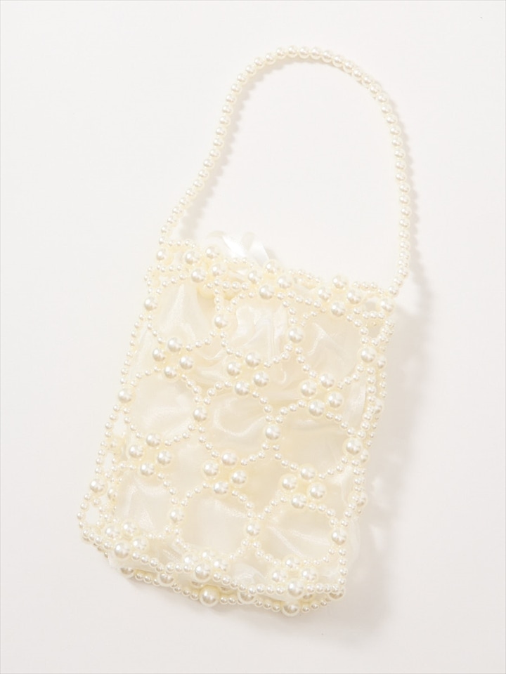 【WEB限定】パールビーズミニバッグ|ホワイト