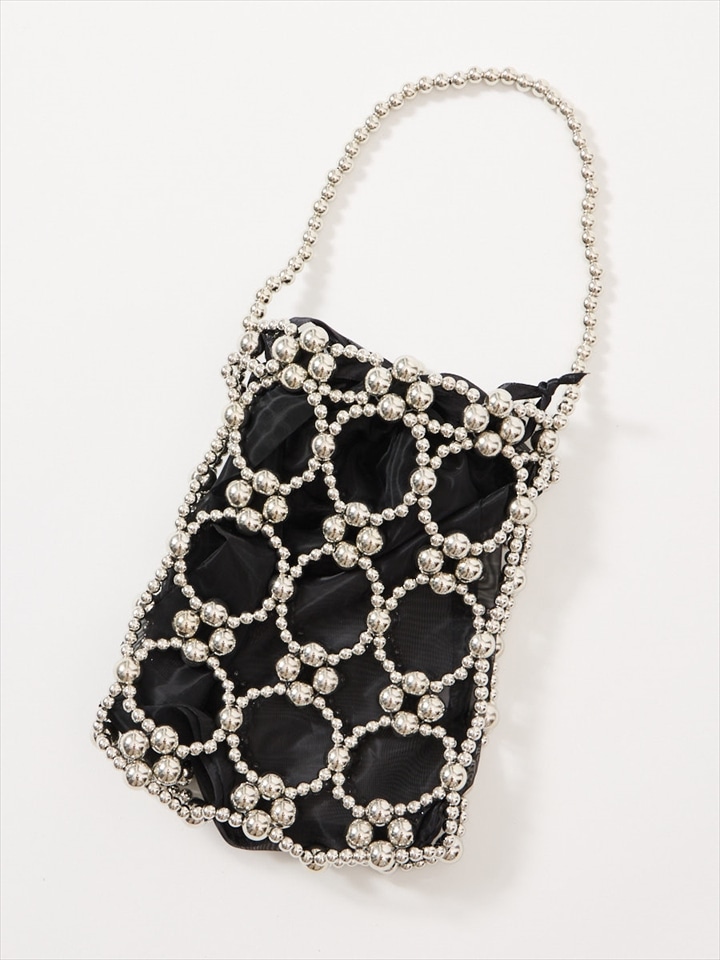 【WEB限定】パールビーズミニバッグ|ブラック