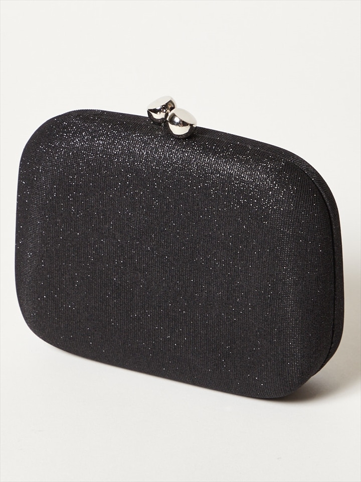 ラメボックスクラッチバッグ|ブラック