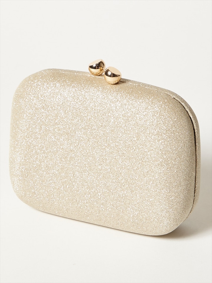 ラメボックスクラッチバッグ|ベージュ