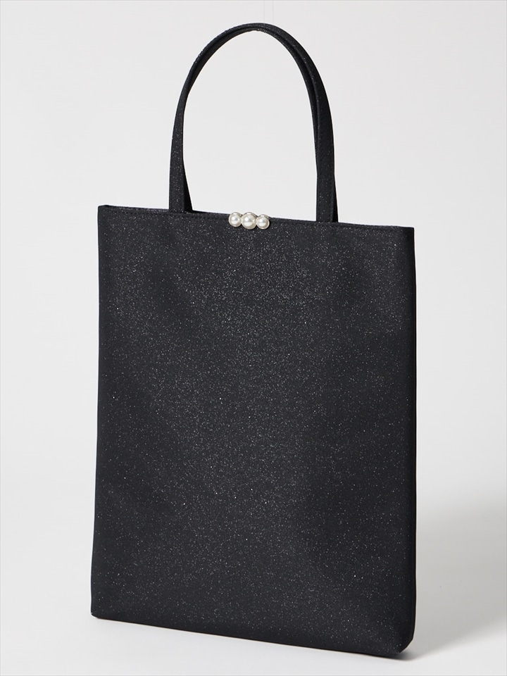 パールモチーフラメサブバッグ|ブラック