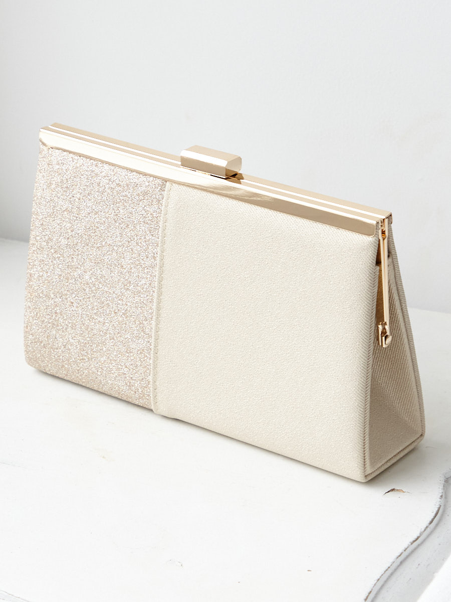 バイカラーBOXクラッチバッグ|ベージュ