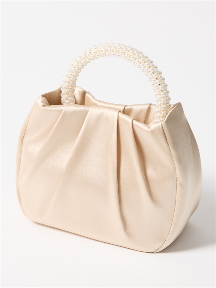 パールハンドル×サテンバッグ|ベージュ