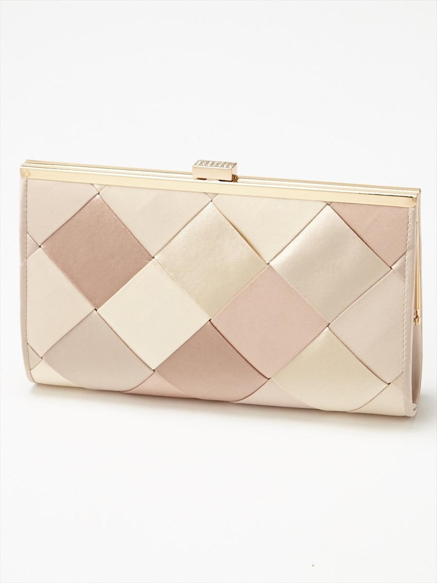 格子柄クラッチバッグ|ベージュ
