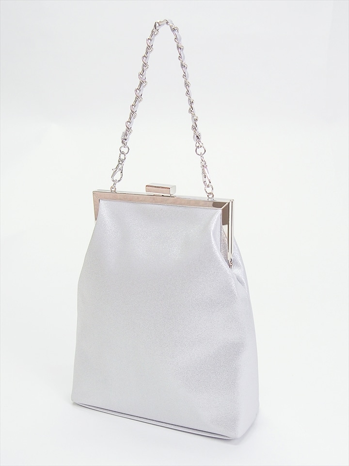 ツイストチェーン付き2WAY縦型バッグ|シルバー