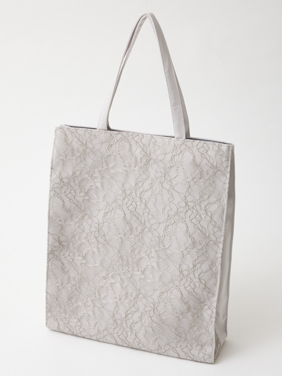 レース×サテンサブバッグ|ライトグレー