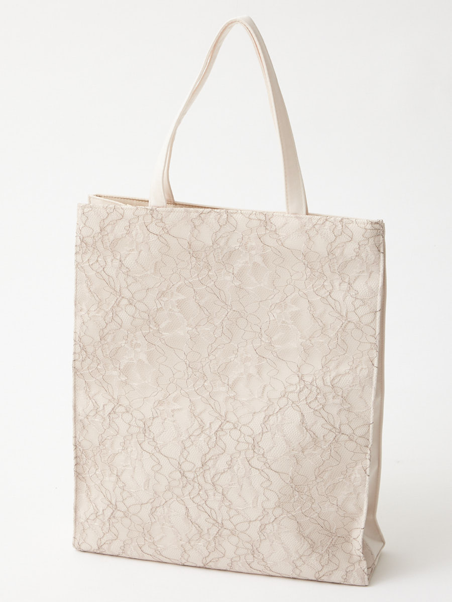 レース×サテンサブバッグ|ベージュ