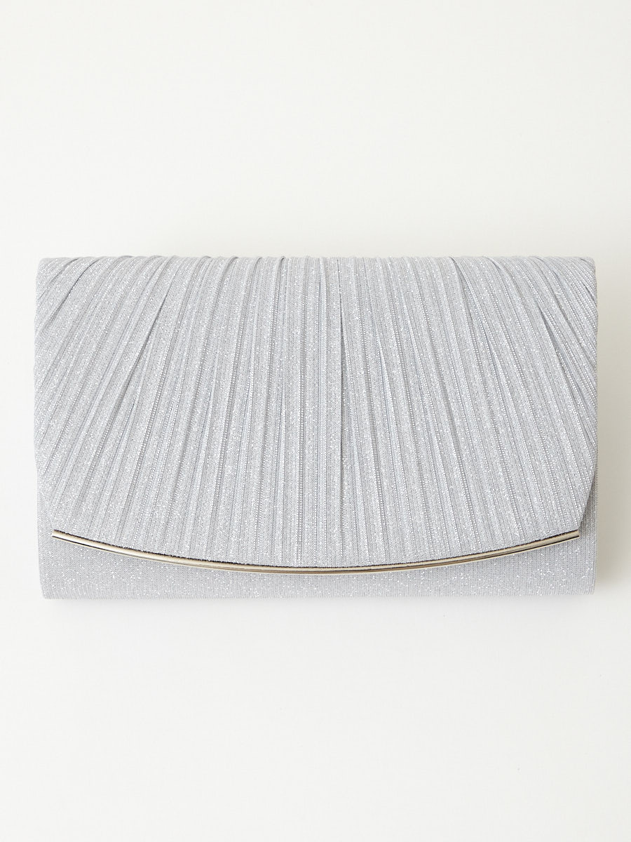 ラメプリーツバッグ＆袱紗セット|シルバー