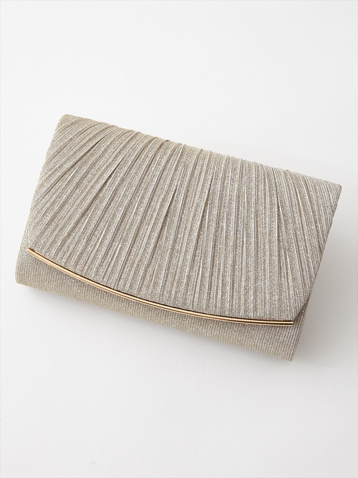 ラメプリーツバッグ＆袱紗セット|ベージュ