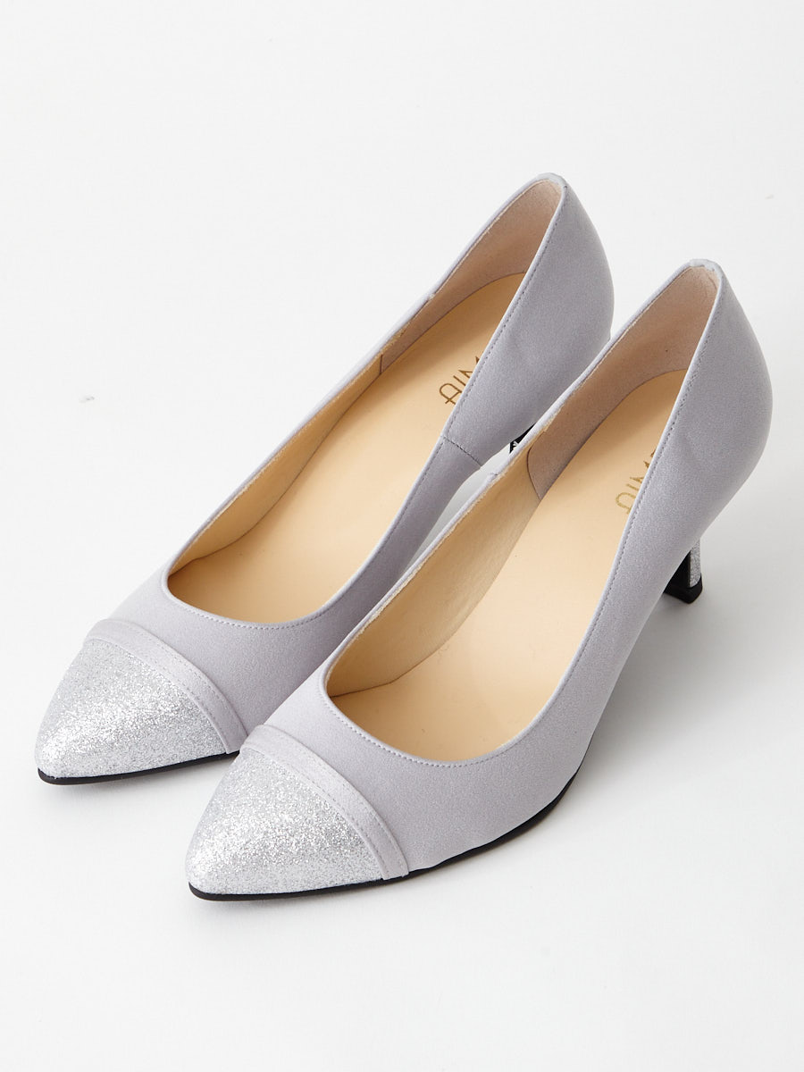 セパレートラメパンプス|シルバー