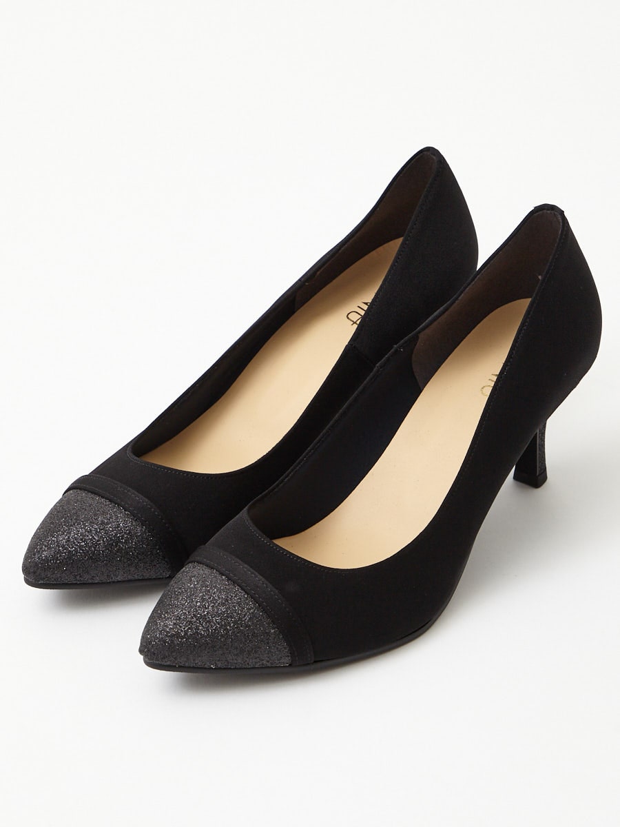 セパレートラメパンプス|ブラック