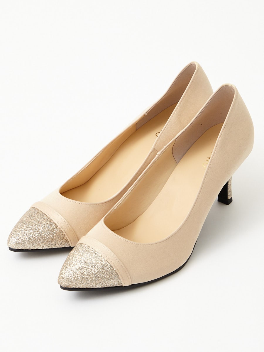 セパレートラメパンプス|ベージュ
