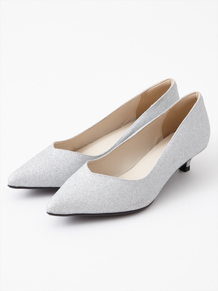グリッターローパンプス	|シルバー