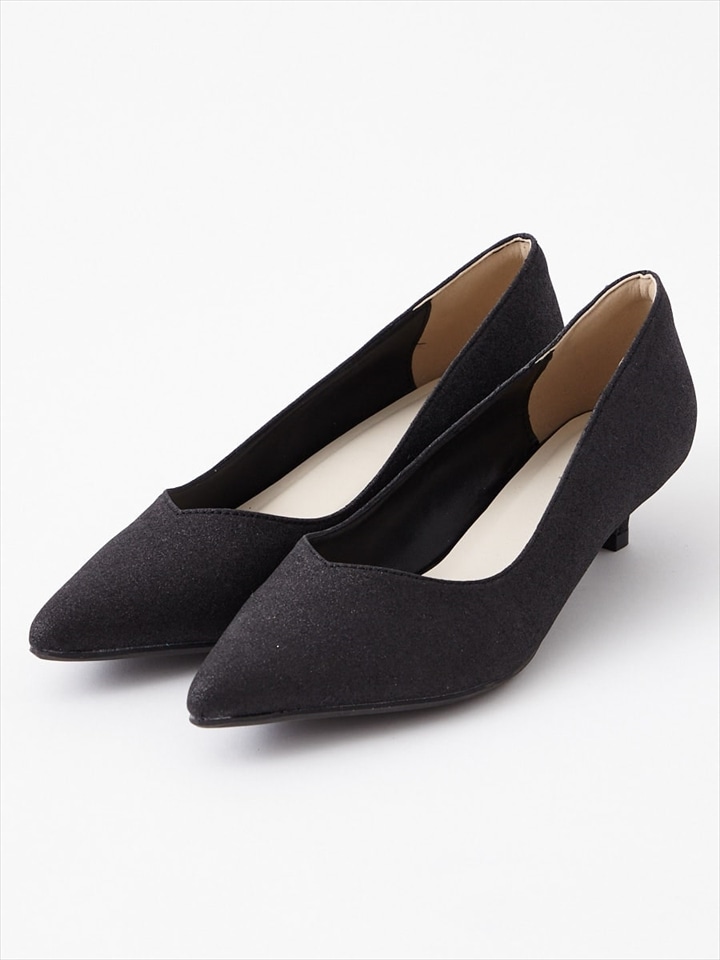 グリッターローパンプス	|ブラック