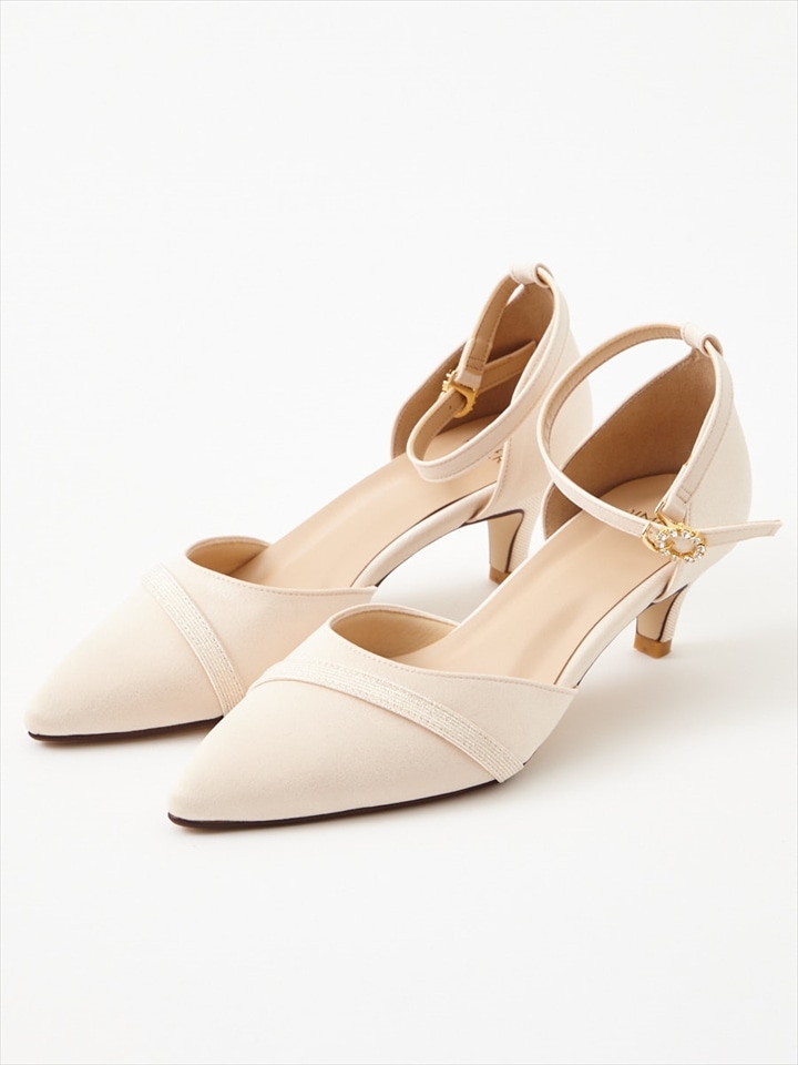 ビジューモチーフセパレートパンプス|ベージュ