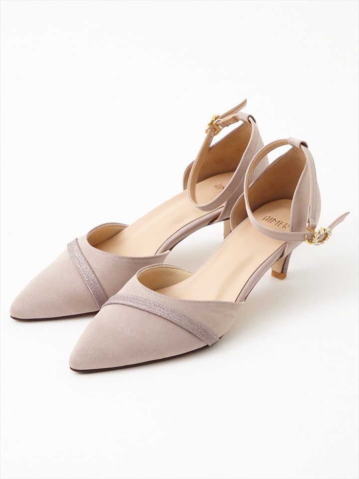 ビジューモチーフセパレートパンプス|モカ