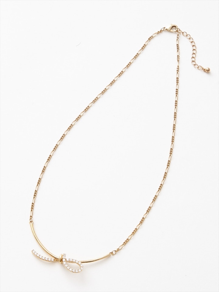 リボンモチーフネックレス|ゴールド