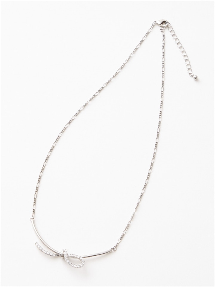 リボンモチーフネックレス|シルバー