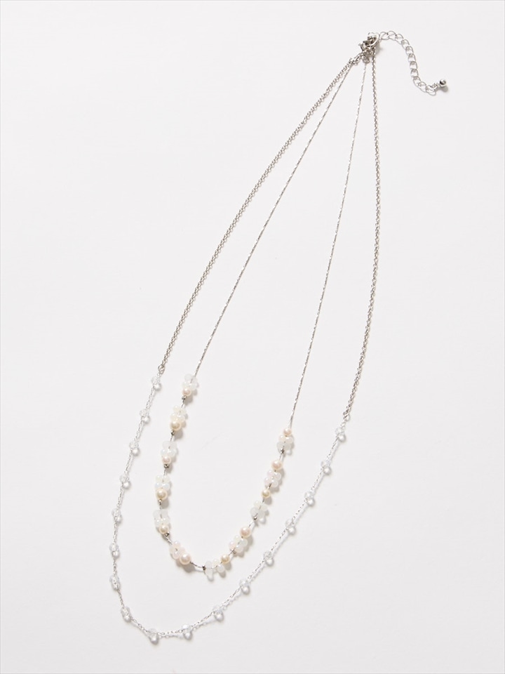 3WAYロングビーズネックレス|シルバー