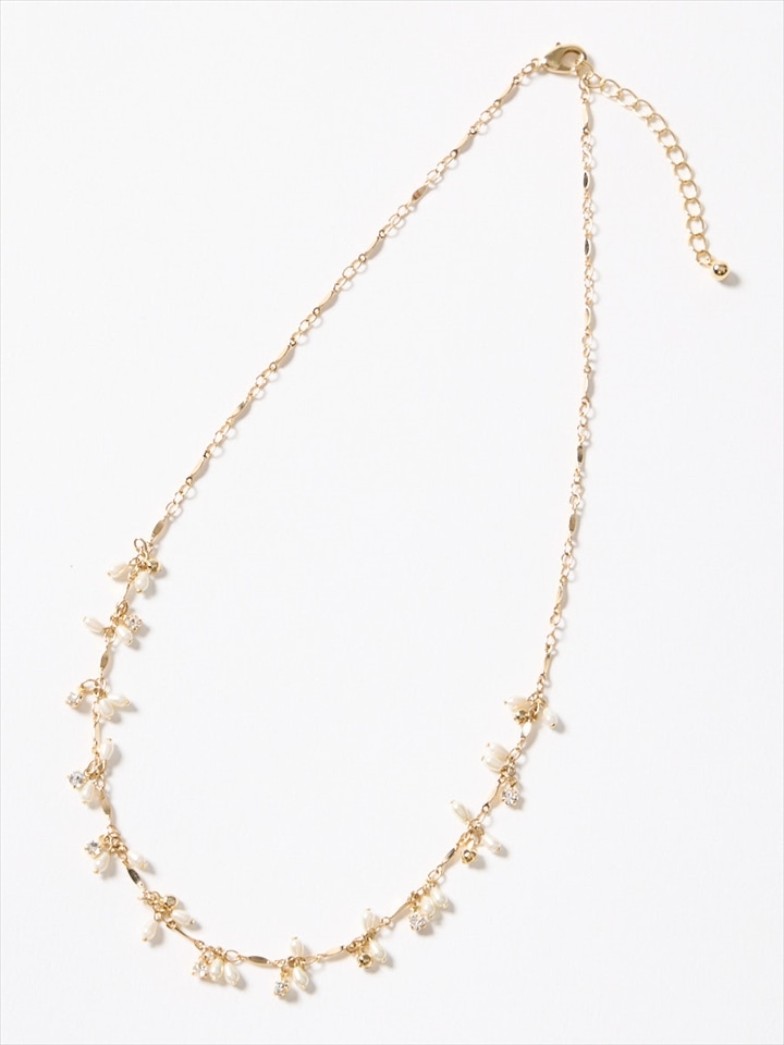ツユ型パールネックレス|ゴールド