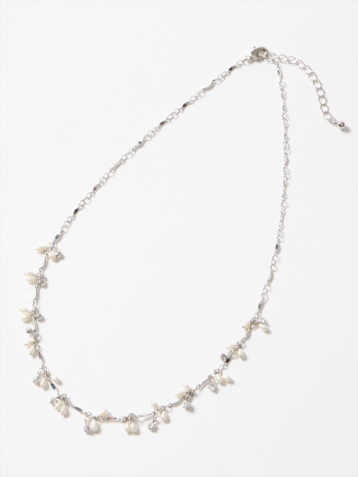 ツユ型パールネックレス|シルバー
