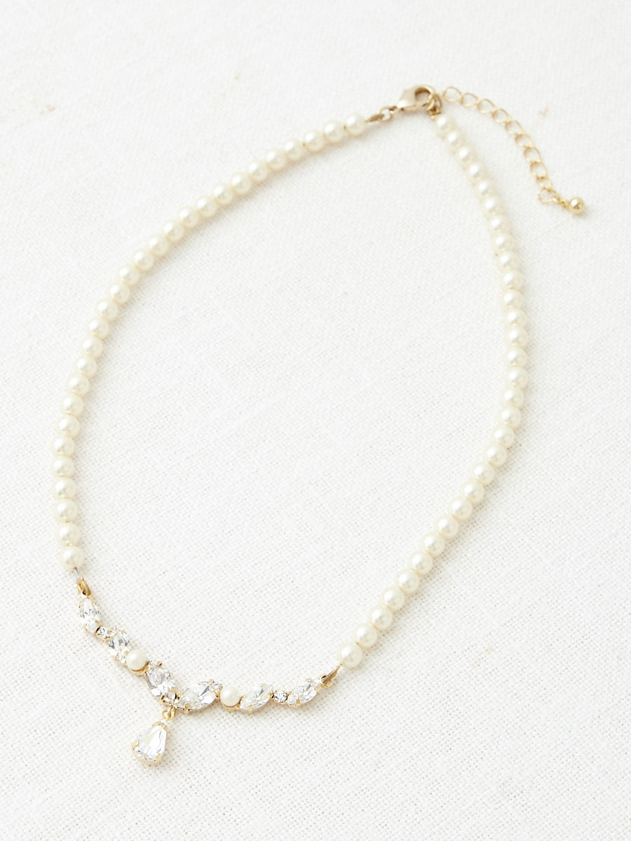 マーキス×パールミックスネックレス|ゴールド