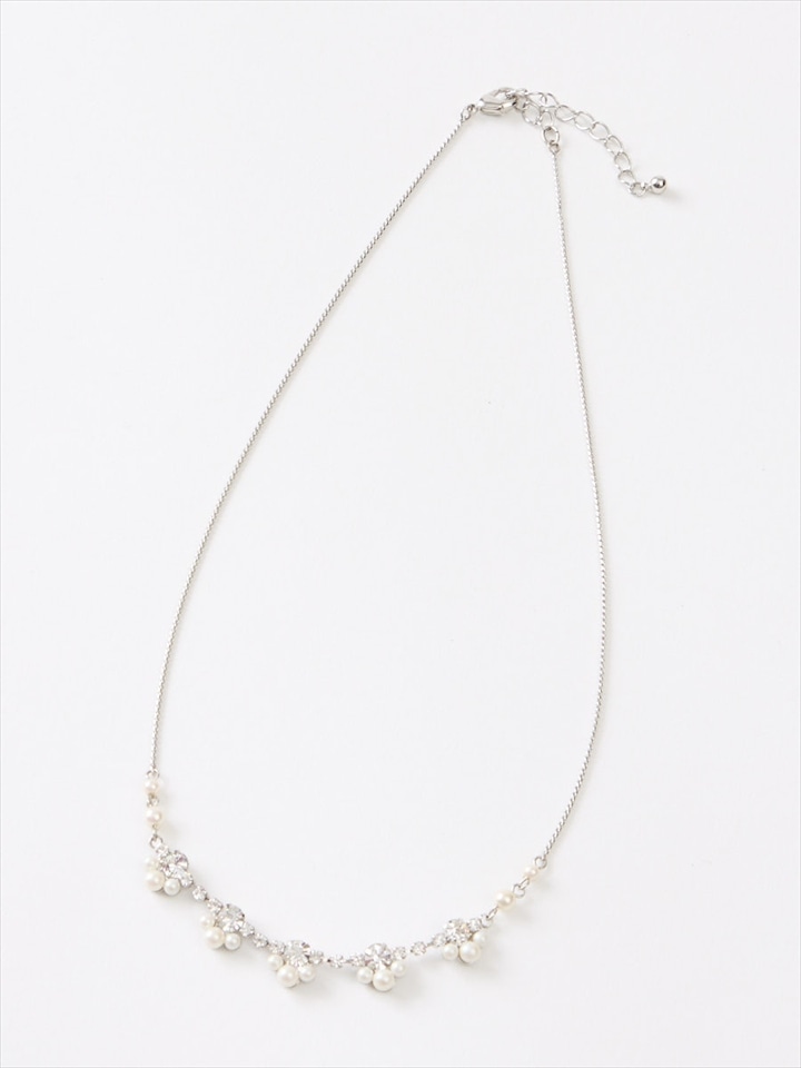 3粒パールモチーフネックレス|シルバー
