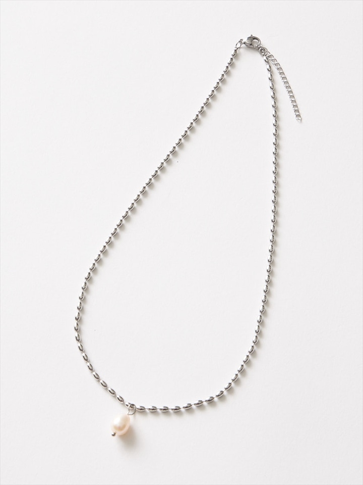淡水パールボールチェーンネックレス|シルバー