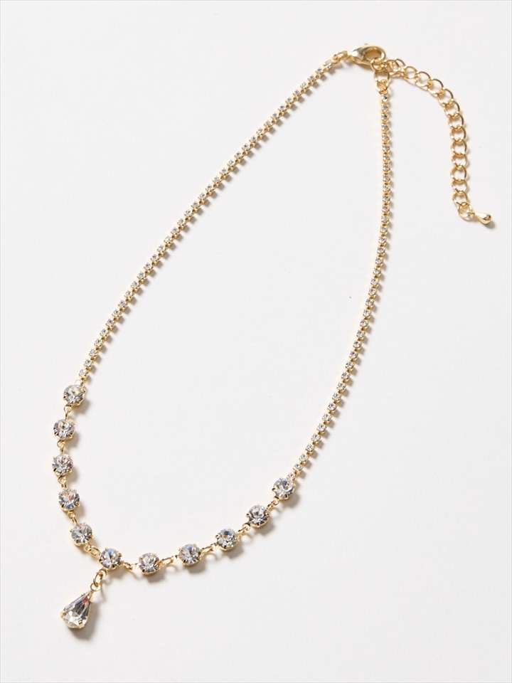 ビジュードロップネックレス|ゴールド