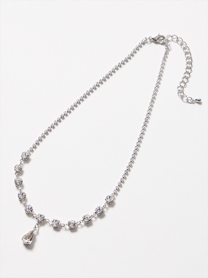 ビジュードロップネックレス|シルバー