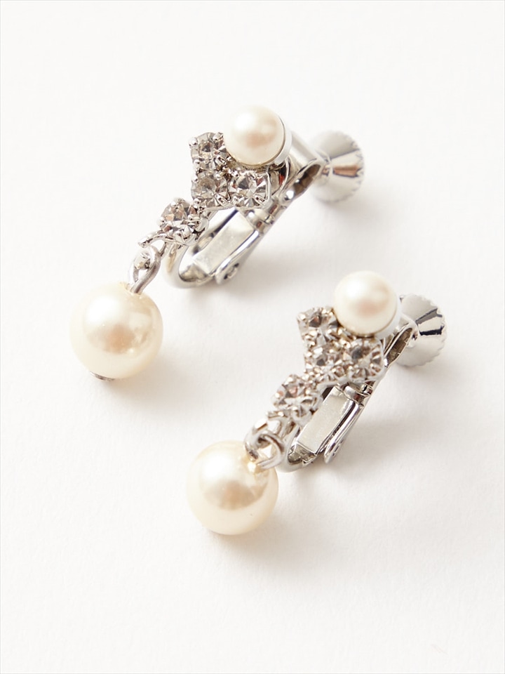 ラウンドパールイヤリング|シルバー