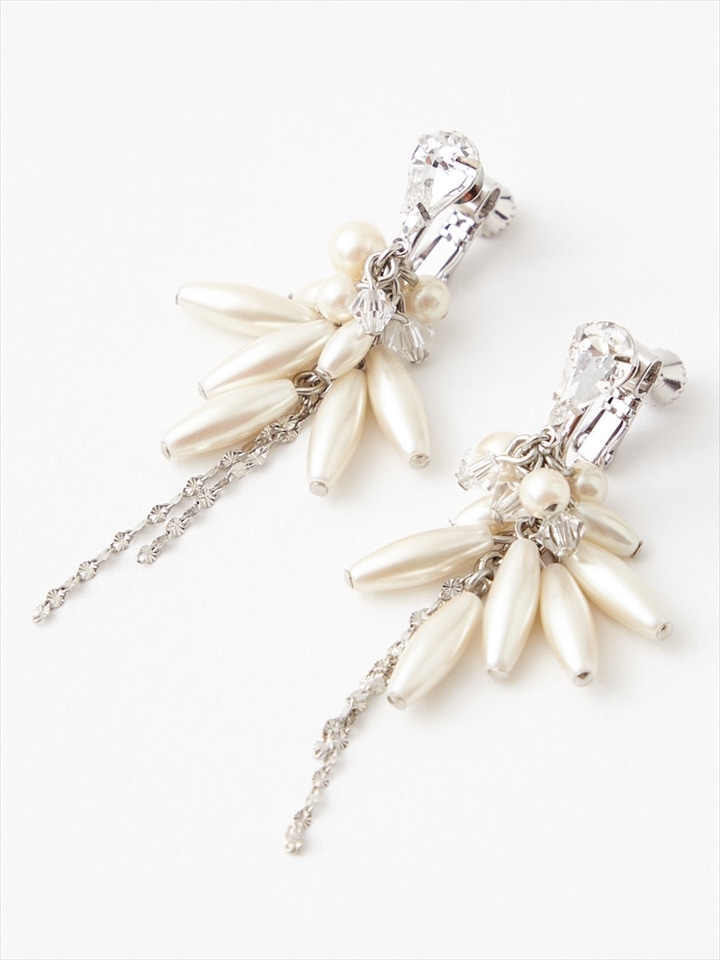 ライスパールフラワーイヤリング|シルバー
