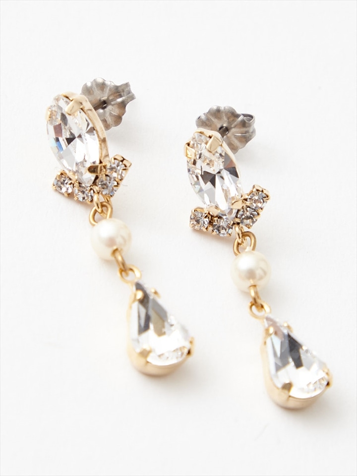 マーキス×パールミックスピアス|ゴールド