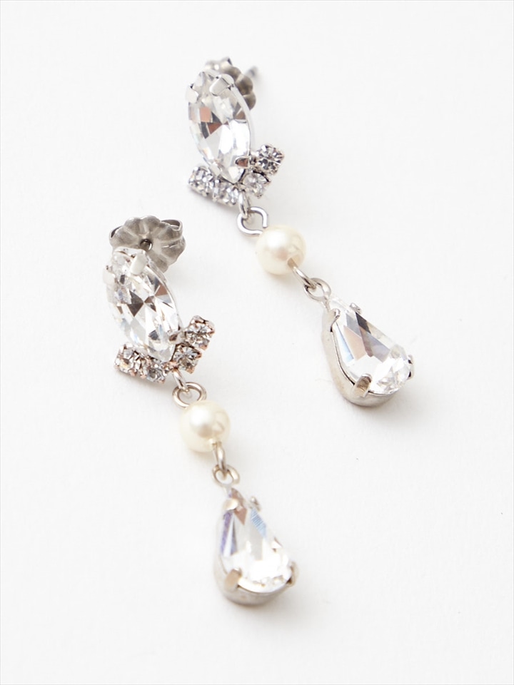 マーキス×パールミックスピアス|シルバー