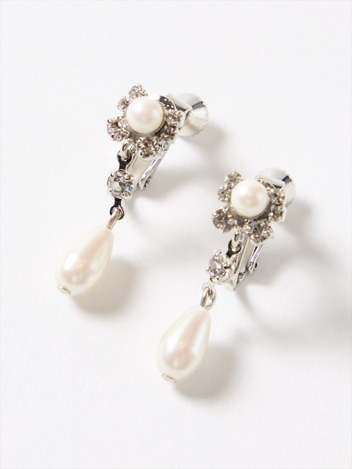 フラワーモチーフイヤリング|シルバー