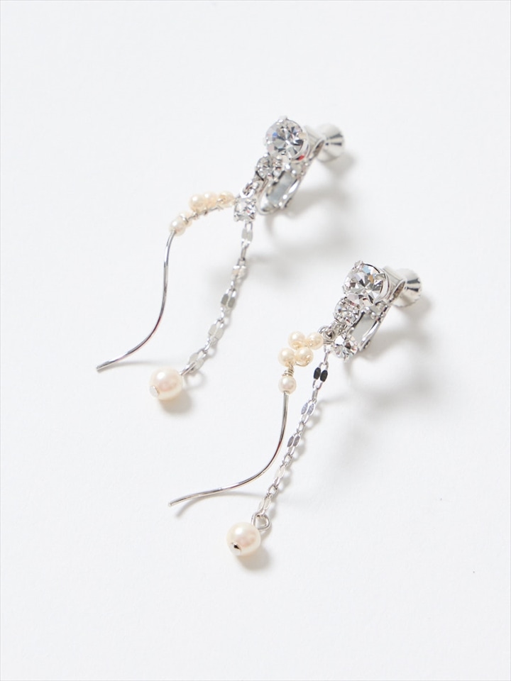 ツイストパールイヤリング|シルバー