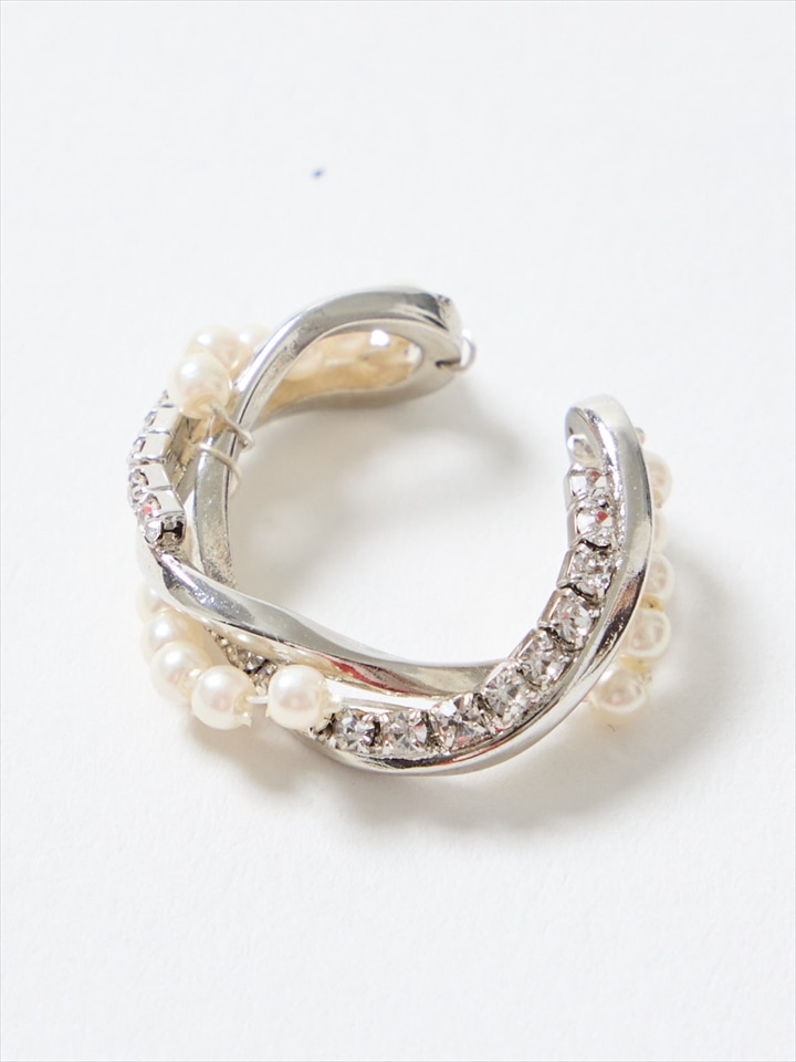 クロスパールイヤ－カフ|シルバー