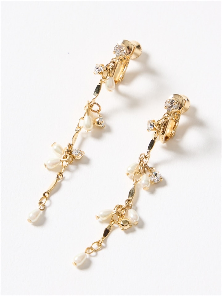 ツユ型パールイヤリング|ゴールド