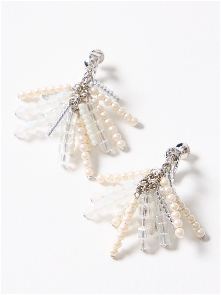 多種類ビーズイヤリング|シルバー