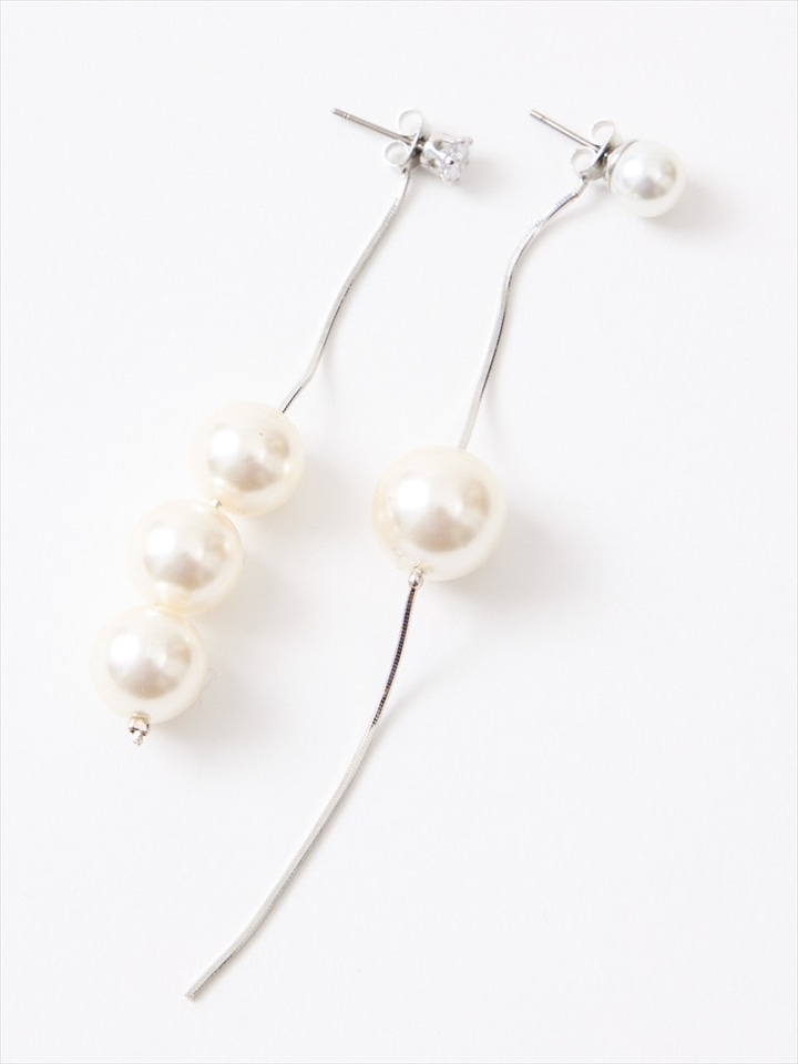 ビッグパールアシンメトリーピアス|シルバー