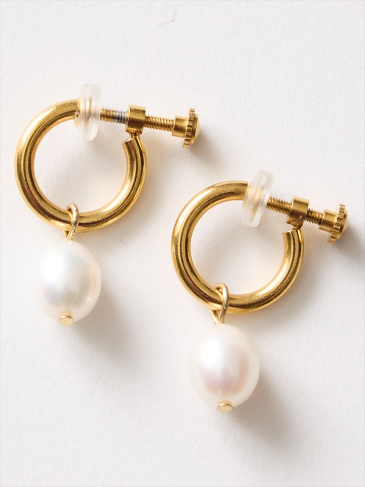 淡水パールフープイヤリング|ゴールド